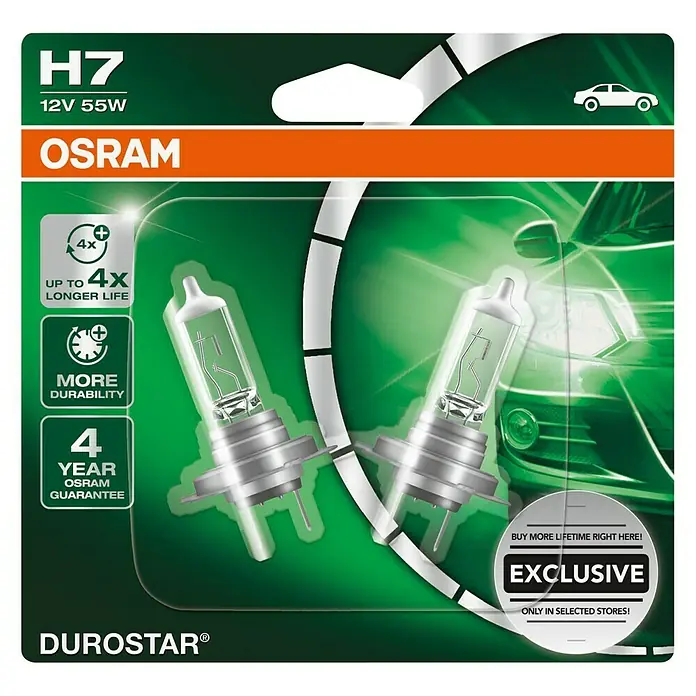 Osram Hauptscheinwerfer-Lampen Durostar - H7, 2 Stk. - Vorderansicht