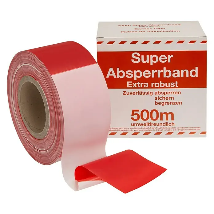 Stabilit Afzetlint 500 m - l x b: 500 m x 80 mm, Rood/wit - Diagonaal zicht