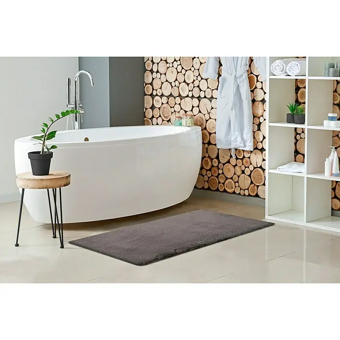 Badteppich Happy - 50 x 90 cm, Grau, 100% Polyester - Stimmungsaufnahme