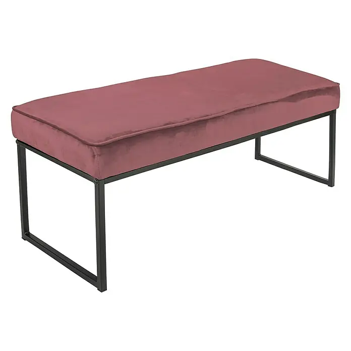 Sitzbank Samt - Rosa, 120 x 45 x 45 cm - Diagonale Ansicht