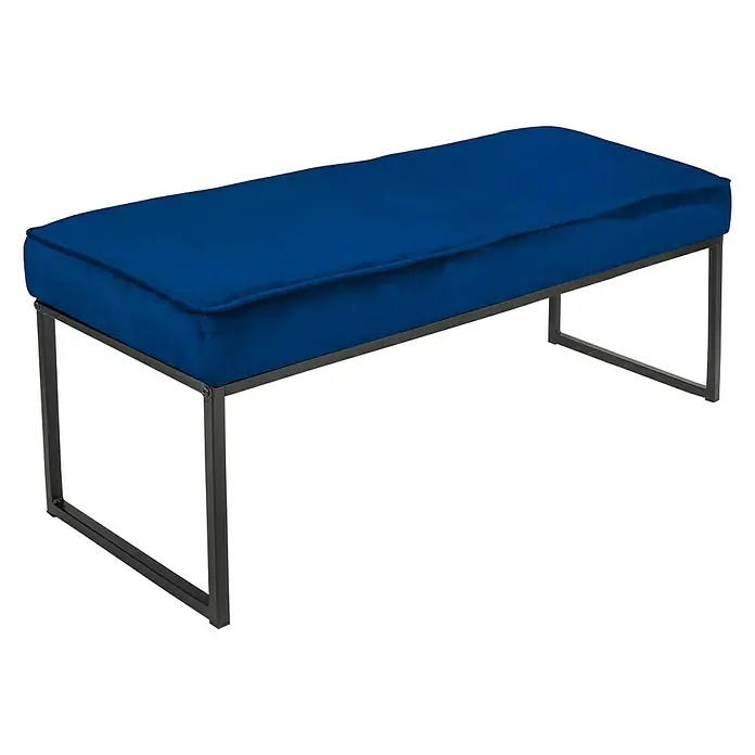 Sitzbank Samt - Blau, 120 x 45 x 45 cm - Diagonale Ansicht