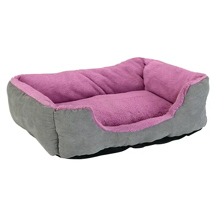 Beeztees Kattenbed Baboo - 37 x 48 x 18 cm, Pluche, Grijs/Lila - Diagonaal zicht