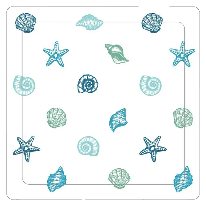 Podloga za tuš kabinu - 53 x 53 cm, PVC, Plavo-bijele boje - Pogled s gornje strane