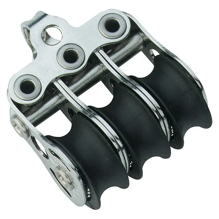 Sprenger Micro-XS-Block - 6 mm, Mit Bügel, Kugellager, 3 Rollen - Diagonale Ansicht