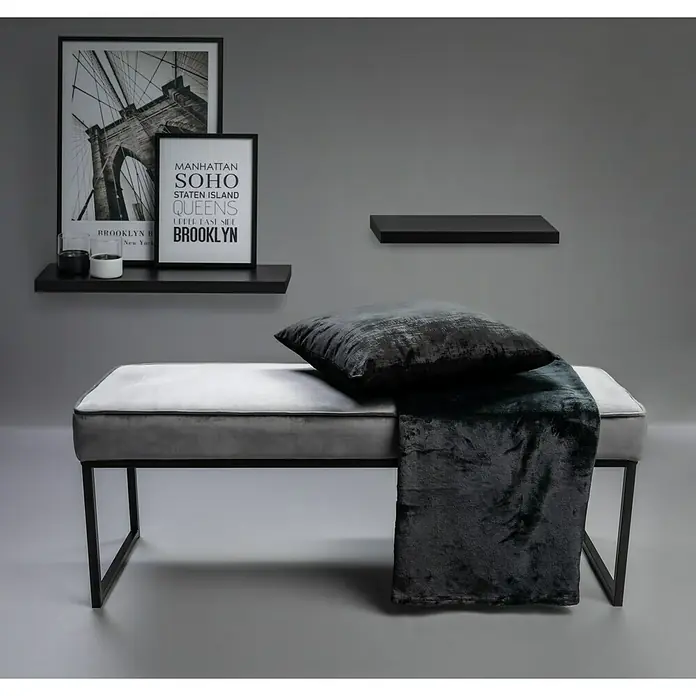 Regalux Zidna polica - 23,5 x 80 x 3,8 cm, Crne boje, Opteretivost: 12 kg - Živopisni prikaz