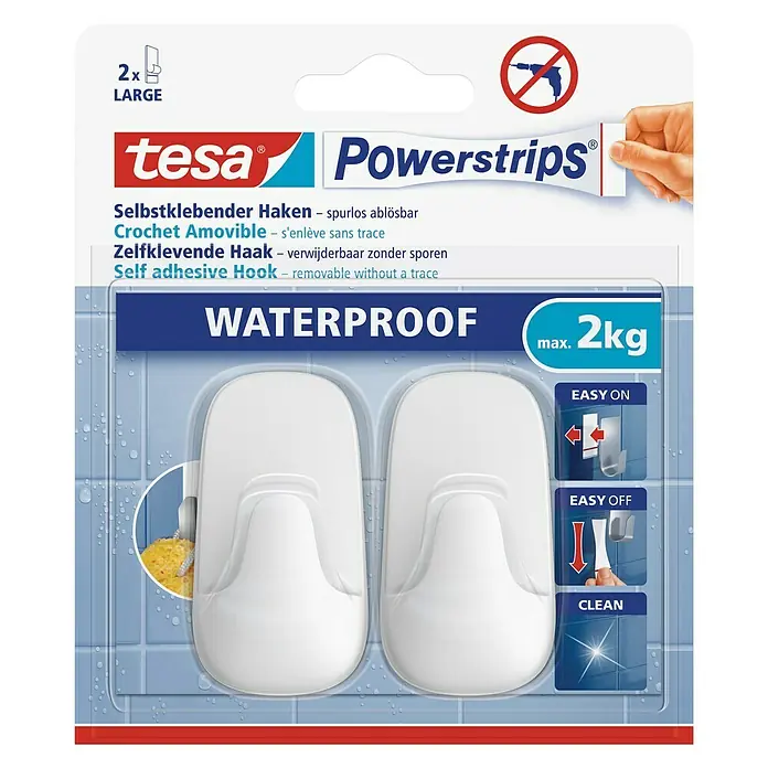 Tesa Powerstrips Wandhaken Large - 2 Stk., Kunststoff - Vorderansicht
