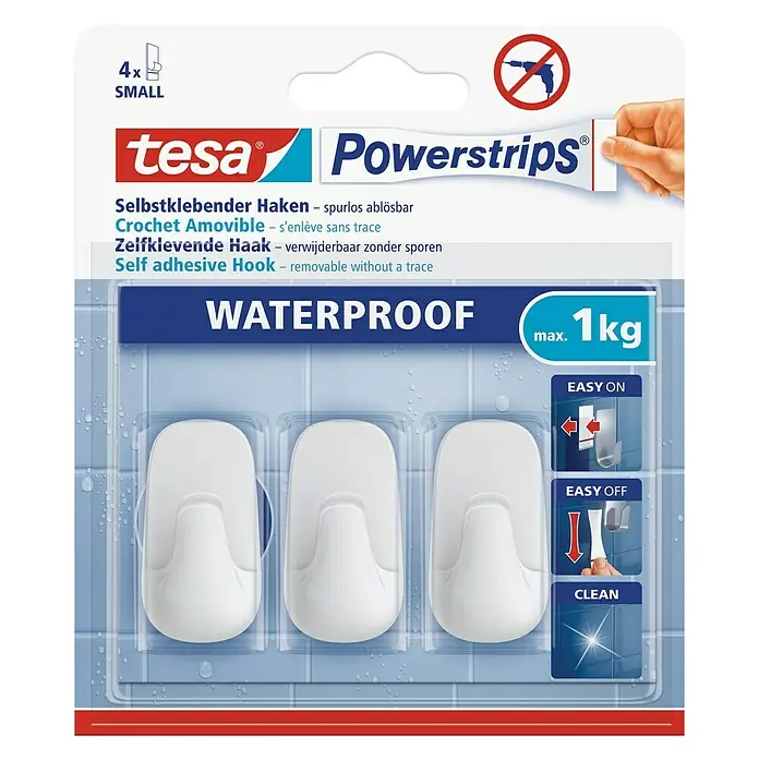 Tesa Powerstrips Wandhaken Small - 3 Stk., Kunststoff - Vorderansicht