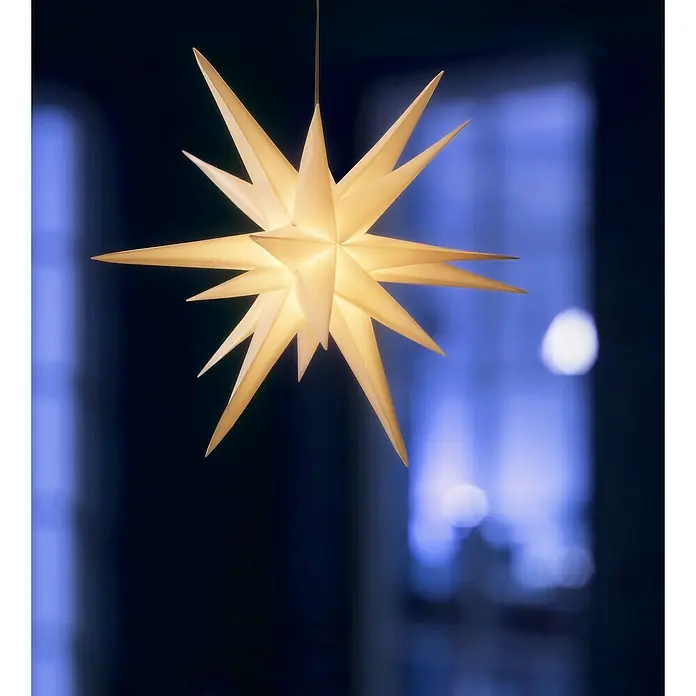 Estrella LED 3D - Blanco, Plástico, 3 W, Funciona con pilas - Foto ambiente