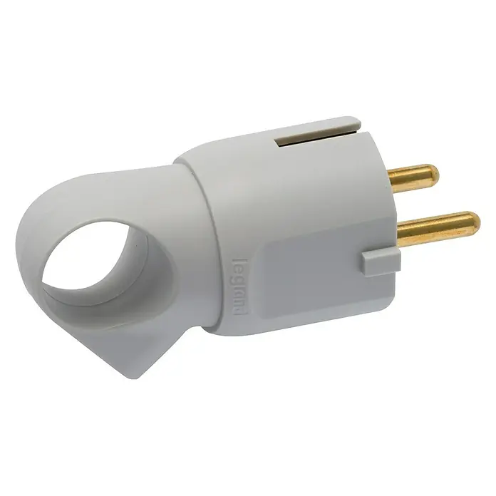 Legrand Schutzkontaktstecker - Grau, Kunststoff, IP20, 230 V, 16 A - Rechte Seitenansicht