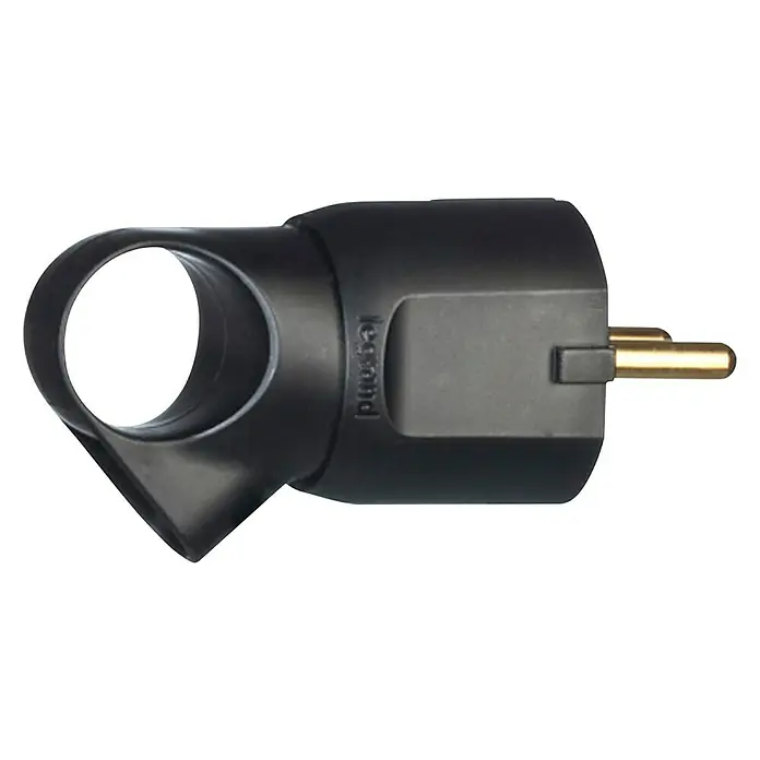 Legrand Schutzkontaktstecker - Schwarz, Kunststoff, IP20, 16 A - Rechte Seitenansicht