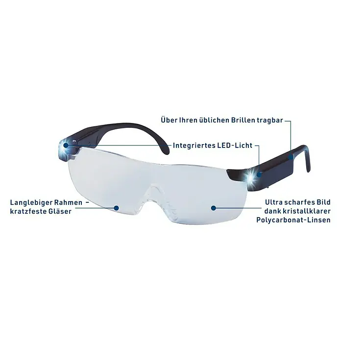 Arbeitsbrille Zoom Magix LED - LEDs, Batterietyp: LR44 - Diagonale Ansicht