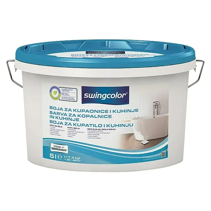 swingcolor Boja za kupaonicu i kuhinju - Bijele boje, 5 l, Mat - Pogled sprijeda