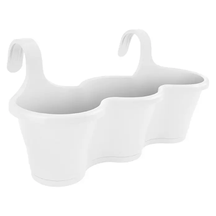 Elho Tegla za cvijeće za balkonsku ogradu Corsica Easy Hanger - Plastika, Bijele boje - Dijagonalni pogled
