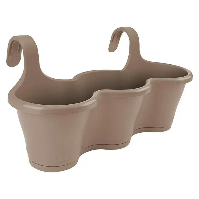 Elho Tegla za cvijeće za balkonsku ogradu Corsica Easy Hanger - Vanjska dimenzija (ø x V): 27 x 26 cm, Plastika, Taupe - Dijagonalni pogled