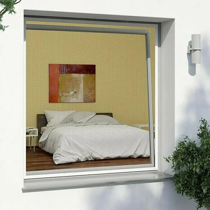 Windhager Rhino Insect Screen Zaštita od insekata za prozore - 100 x 120 cm, Bijele boje, Opruge za brzu montažu - Proizvod u upotrebi