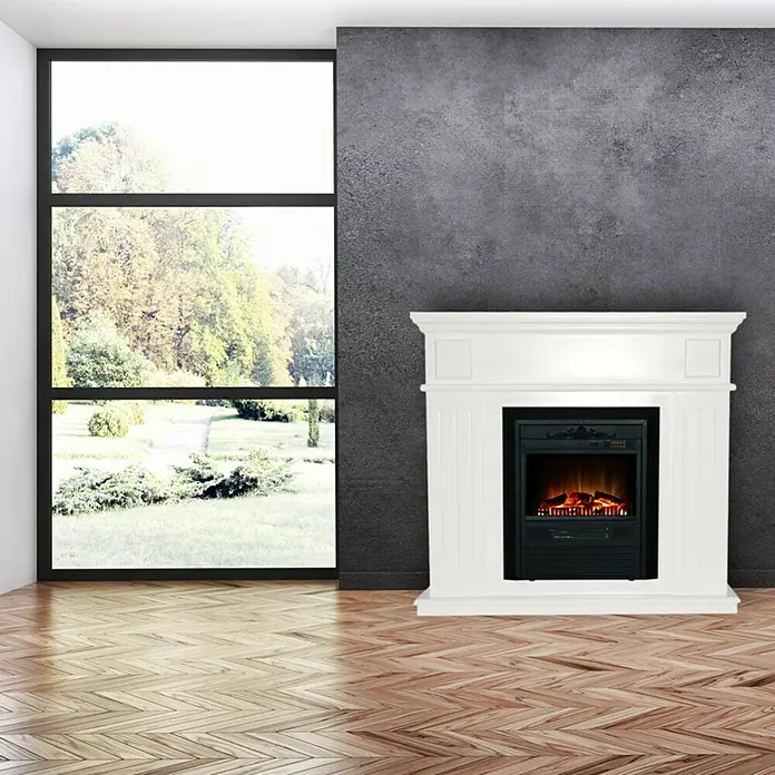 Električni kamin - Bijelo-crno, 2.000 W, D x Š x V: 26 x 109 x 100 cm - Živopisni prikaz