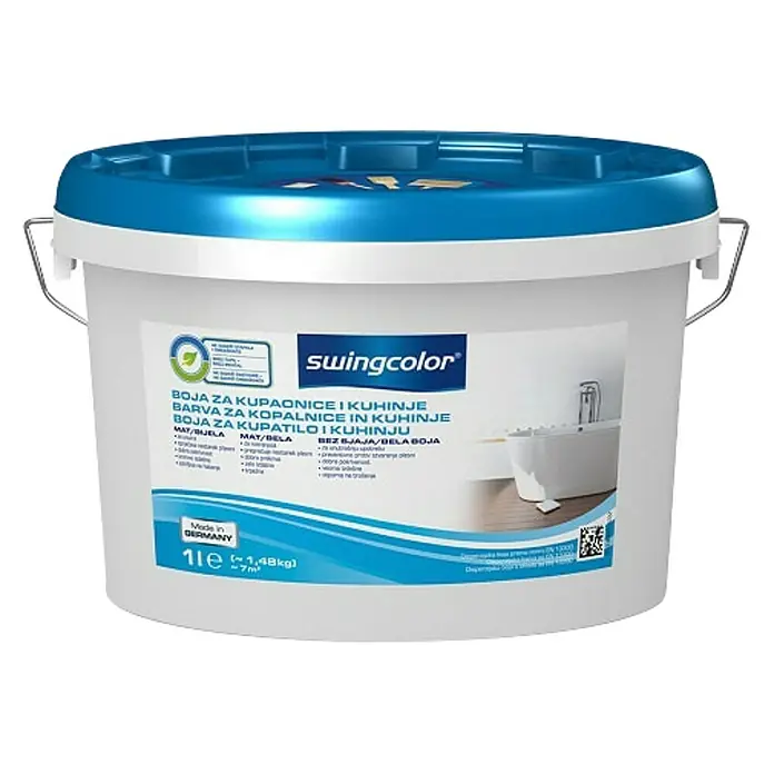 swingcolor Boja za kupaonicu i kuhinju - Bijele boje, 1 l, Mat - Pogled sprijeda