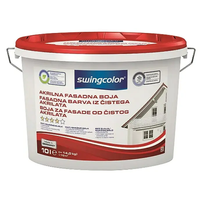 swingcolor Boja za fasade od čistog akrila - Bijele boje, 10 l - Pogled sprijeda