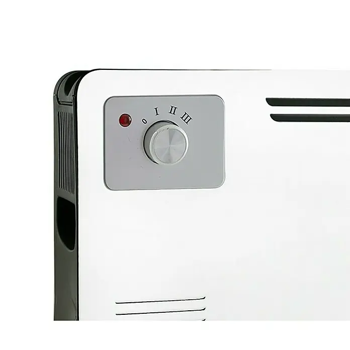 Convector Style - 2.000 W, Blanco/Negro, 14,8 x 72,8 x 47 cm - Primer plano