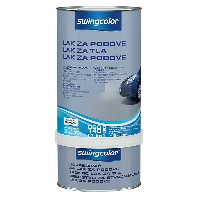 swingcolor Lak za podove - 1 kg, Sive boje, Svilenkasti sjaj - Pogled sprijeda
