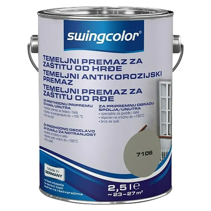 swingcolor Temeljna boja za zaštitu od hrđanja - Sive boje, 2,5 l - Pogled sprijeda