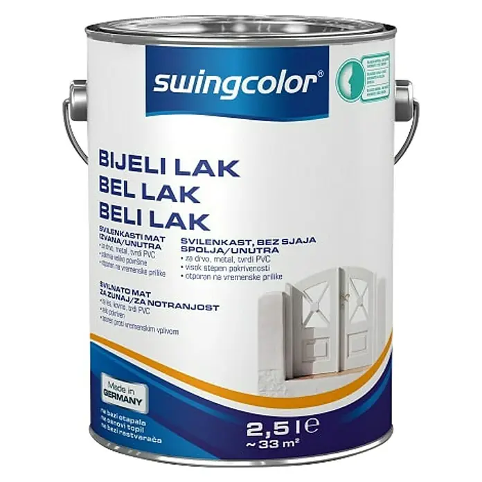 swingcolor Bijeli lak - 2,5 l - Pogled sprijeda