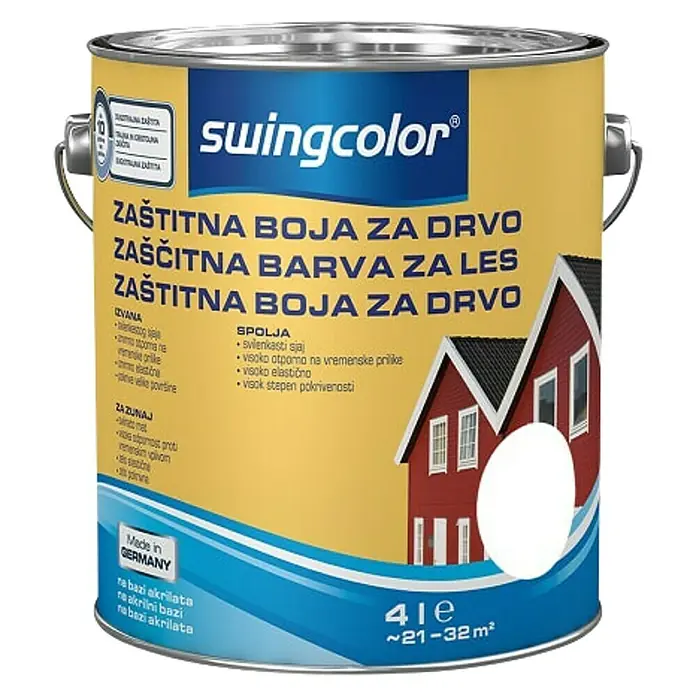 swingcolor Lak za drvo - Bijele boje, 4 l, Na bazi vode - Pogled sprijeda