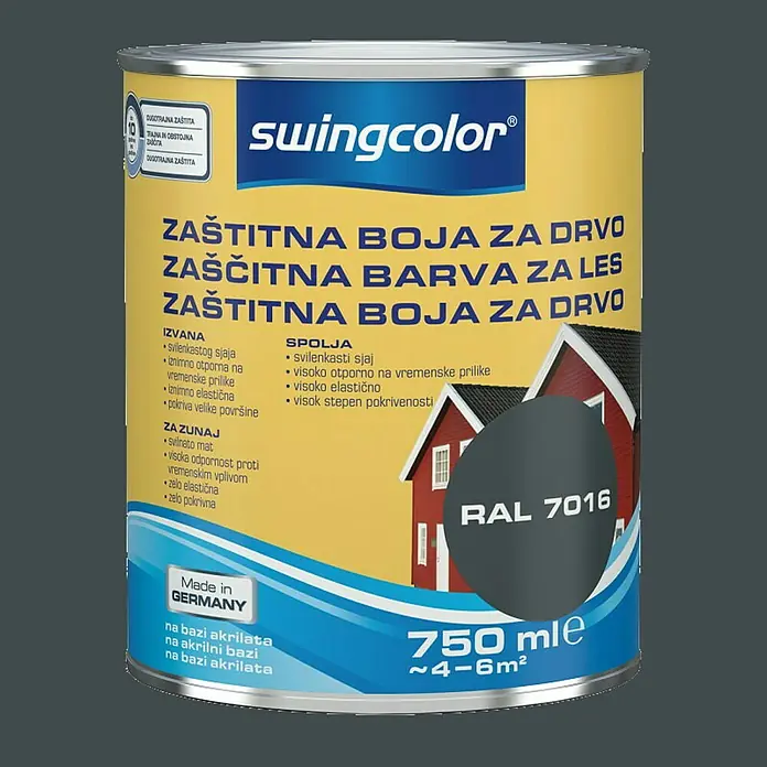 swingcolor Boja za zaštitu drveta - Antracit, 750 ml - Pogled sprijeda
