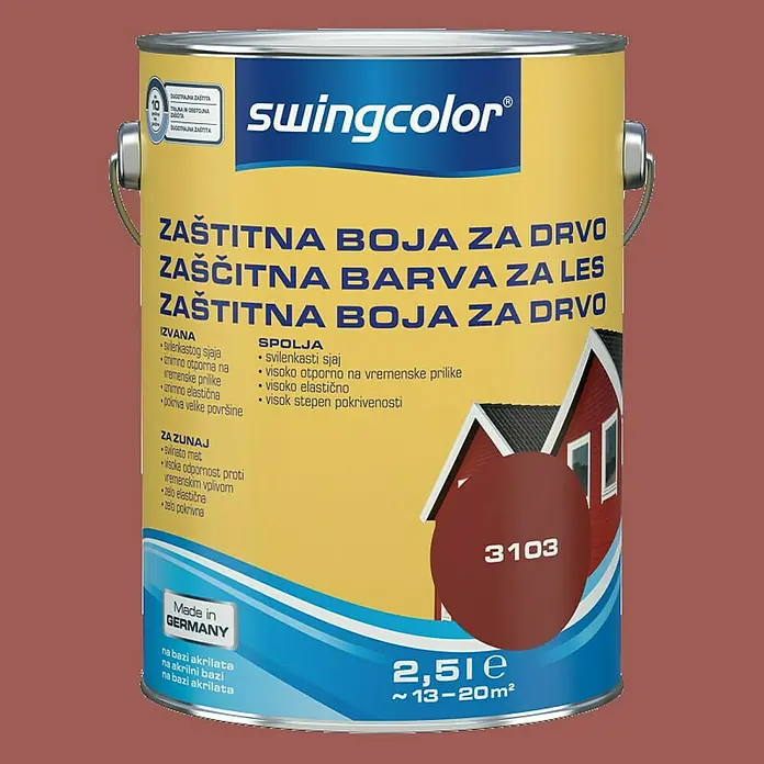 swingcolor Boja za zaštitu drveta - 2,5 l, Crvene boje - Pogled sprijeda