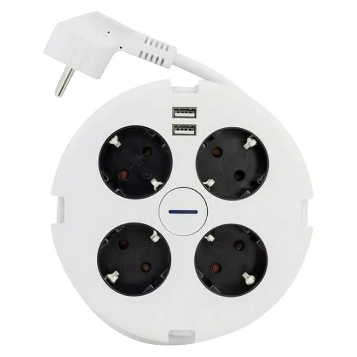 REV Produžni kabel s utičnicama PowerDisc - Dužina kabela: 1,4 m, Broj šuko utičnica: 4 Kom. - Pogled odozgo