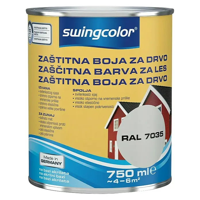 swingcolor Boja za zaštitu drveta - Sive boje, Svilenkasti sjaj, 750 ml - Pogled sprijeda