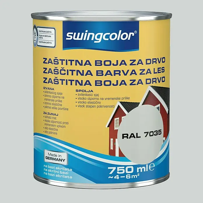 swingcolor Boja za zaštitu drveta - Sive boje, Svilenkasti sjaj, 750 ml - Pogled sprijeda