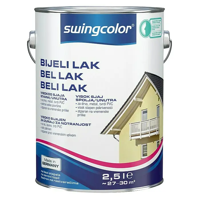 swingcolor Bijeli lak - 2,5 l, Visokog sjaja - Pogled sprijeda