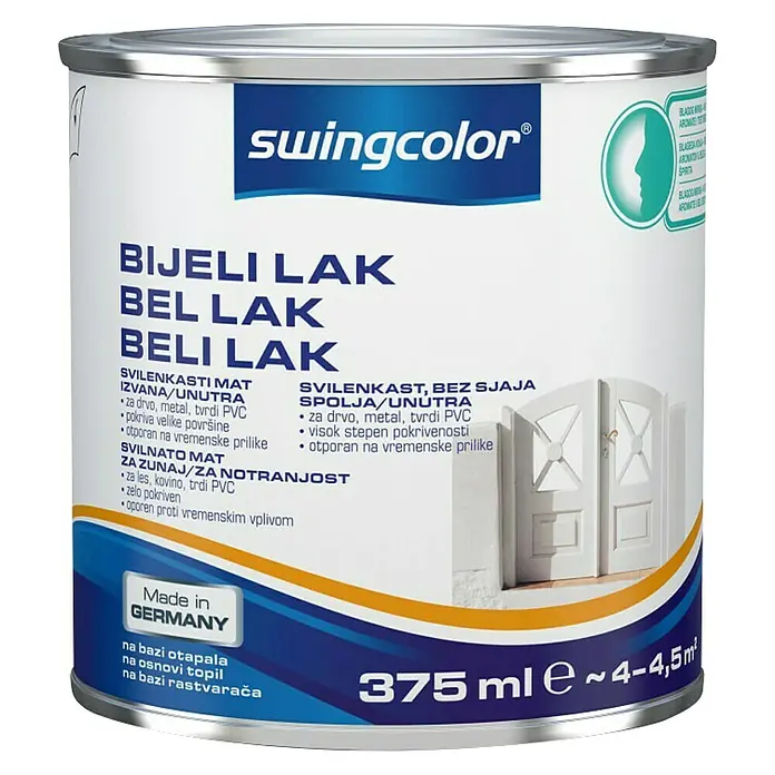 swingcolor Bijeli lak - 375 ml, Svilenkasti mat - Pogled sprijeda