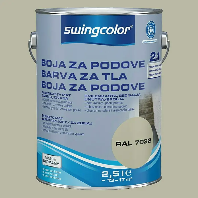 swingcolor Boja za pod - Šljunčano sive boje, 2,5 l - Pogled sprijeda