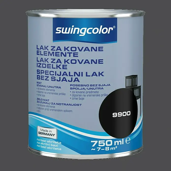swingcolor Lak u boji za kovane elemente - Crne boje, 750 ml - Pogled sprijeda