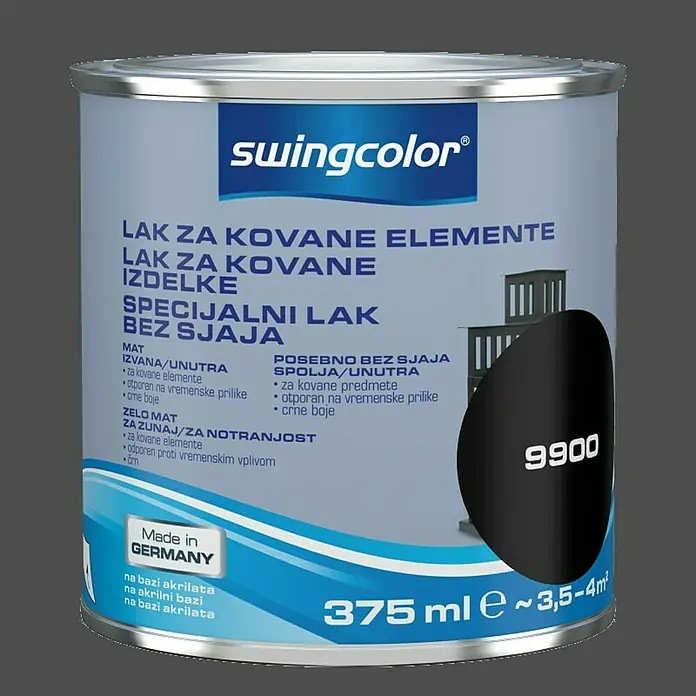 swingcolor Lak u boji za kovane elemente - 375 ml, Crne boje - Pogled sprijeda