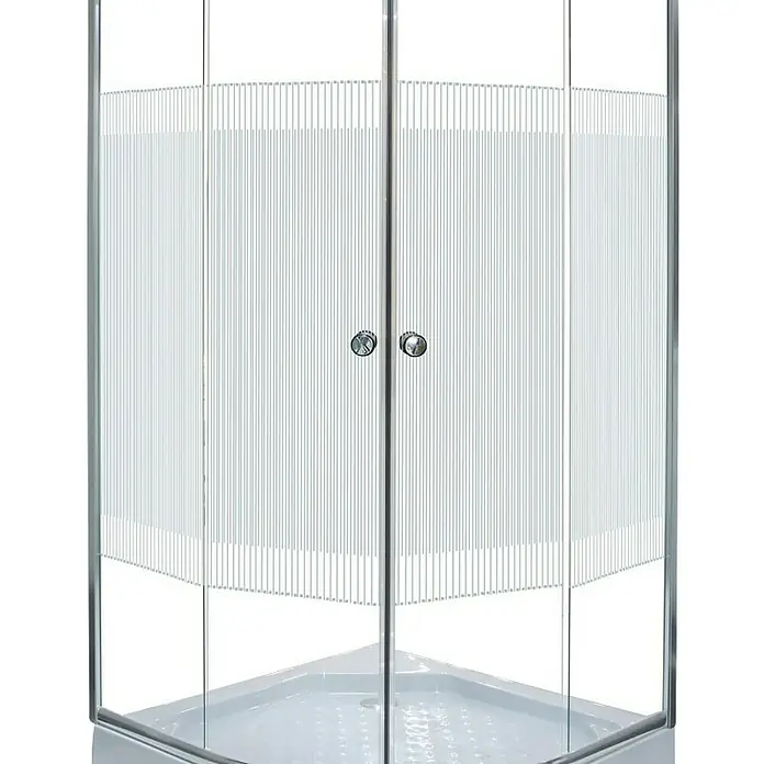Polukružna tuš kabina Palma - D x Š x V: 90 x 90 x 180 cm, Debljina: 4 mm, Srebrne boje - Detaljan prikaz