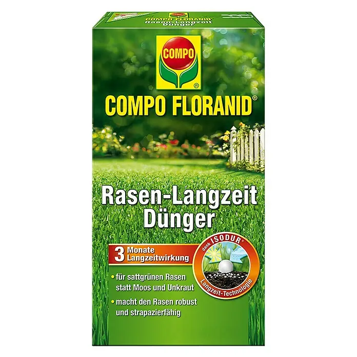 Compo Dugotrajno gnojivo za travnjak - 4,5 kg, Sadržaj je dovoljan za: 180 m² - Pogled sprijeda