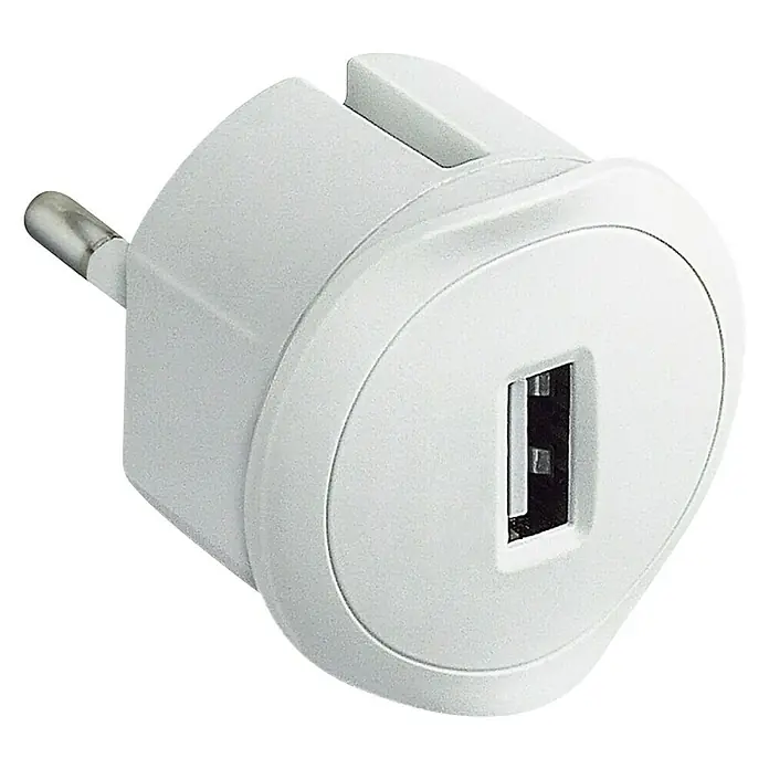 Legrand Adaptador USB - Blanco, 4 x 7 x 12 cm - Vista angular