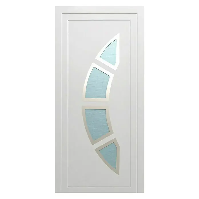 PVC ulazna vrata KF34 Split - D x Š x V: 70 x 1.000 x 2.100 mm, DIN desno, Bijele boje - Pogled sprijeda