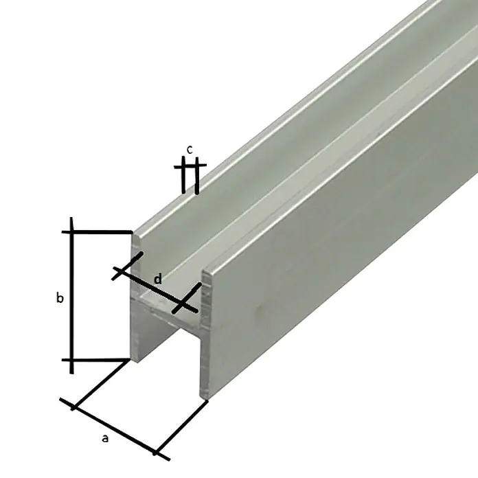 Stabilit H-profil - D x Š x V: 1.000 x 9,1 x 12 mm, Debljina: 1,3 mm, Aluminij, Eloksirano, Srebrne boje - Detaljan prikaz