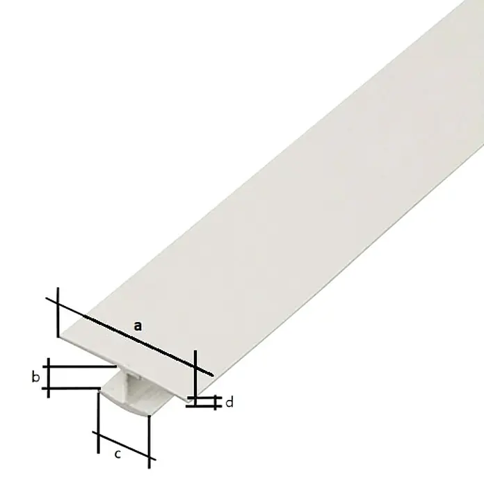 Stabilit Perfil en H - L x An x Al: 2.000 x 25 x 4 mm, Espesor: 1 mm, PVC, Blanco - Vista angular