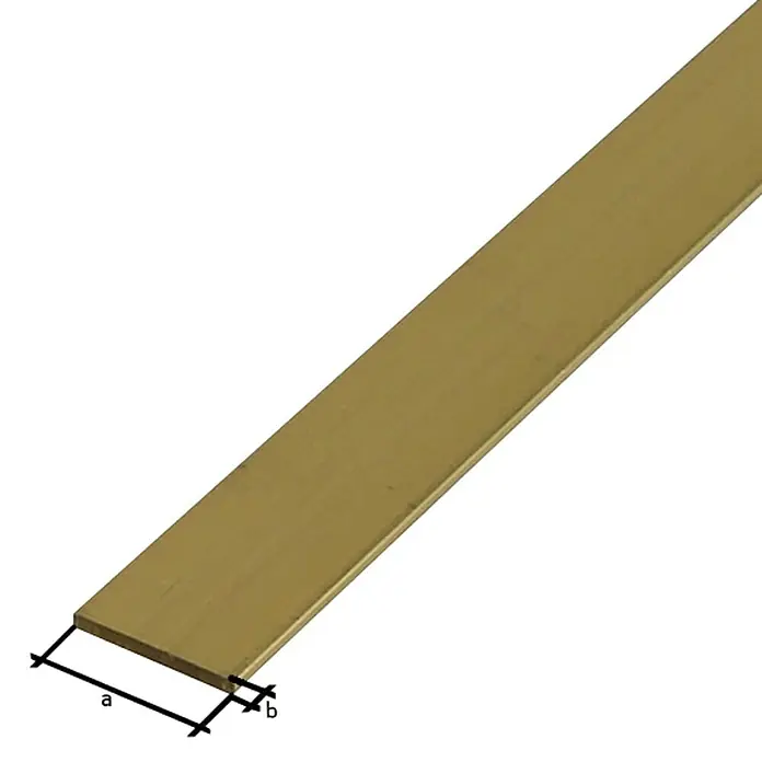Stabilit Plosnati profil - D x Š: 1.000 x 20 mm, Debljina: 2 mm, Mjed, Zlatne boje - Detaljan prikaz