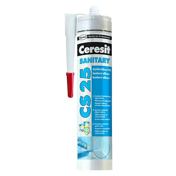 Ceresit Sanitarni silikon - Boja: Prozirna, 300 ml - Pogled sprijeda