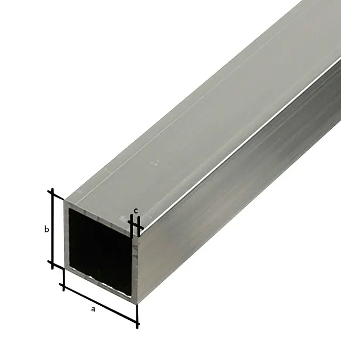 Četverokutni profil - D x Š x V: 2.000 x 30 x 30 mm, Debljina: 2 mm, Čelik, Sive boje - Detaljan prikaz
