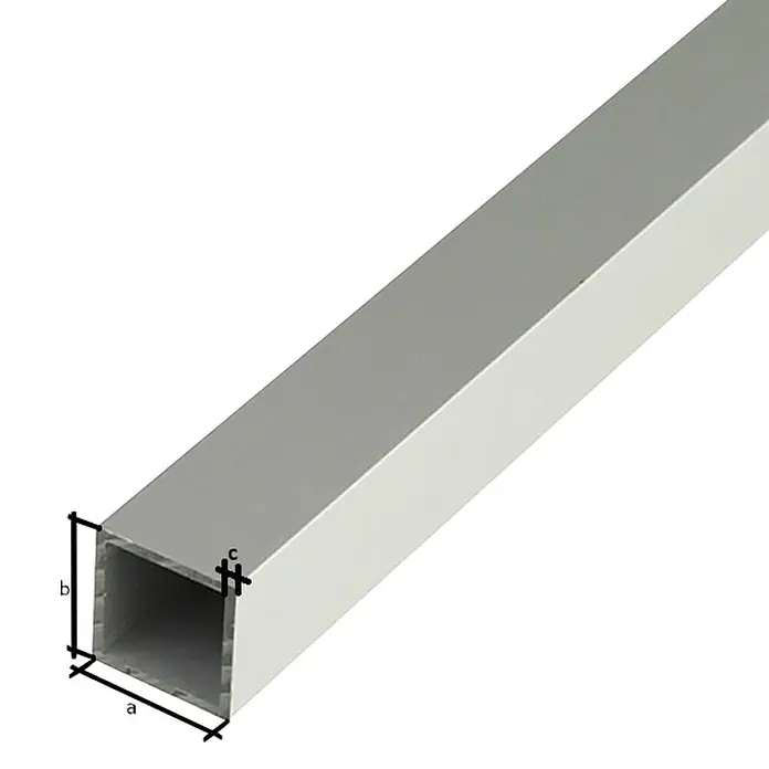 Stabilit Četverokutni profil - D x Š x V: 2.000 x 30 x 30 mm, Debljina: 2 mm, Aluminij, Srebrne boje - Detaljan prikaz