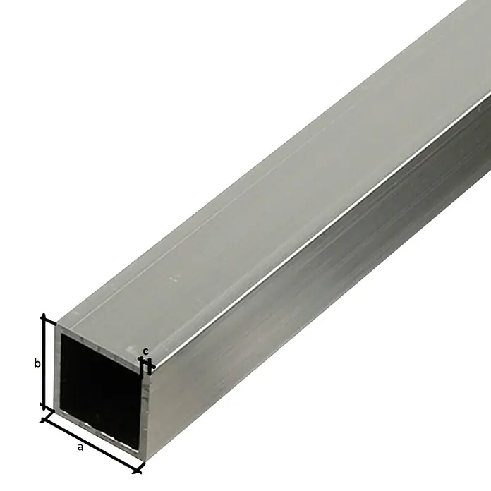 Kantoflex Četverokutna cijev - D x Š x V: 2.000 x 20 x 20 mm, Debljina: 2 mm, Aluminij, Srebrne boje - Detaljan prikaz