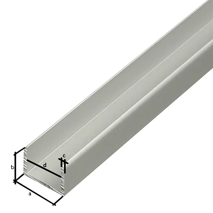 Kantoflex U-profil - D x Š x V: 2.000 x 15,9 x 15 mm, Aluminij, Eloksirano - Detaljan prikaz