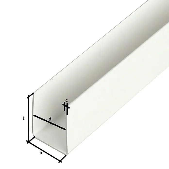 Stabilit U-profil - D x Š x V: 1.000 x 19 x 20 mm, Bijele boje, PVC - Detaljan prikaz
